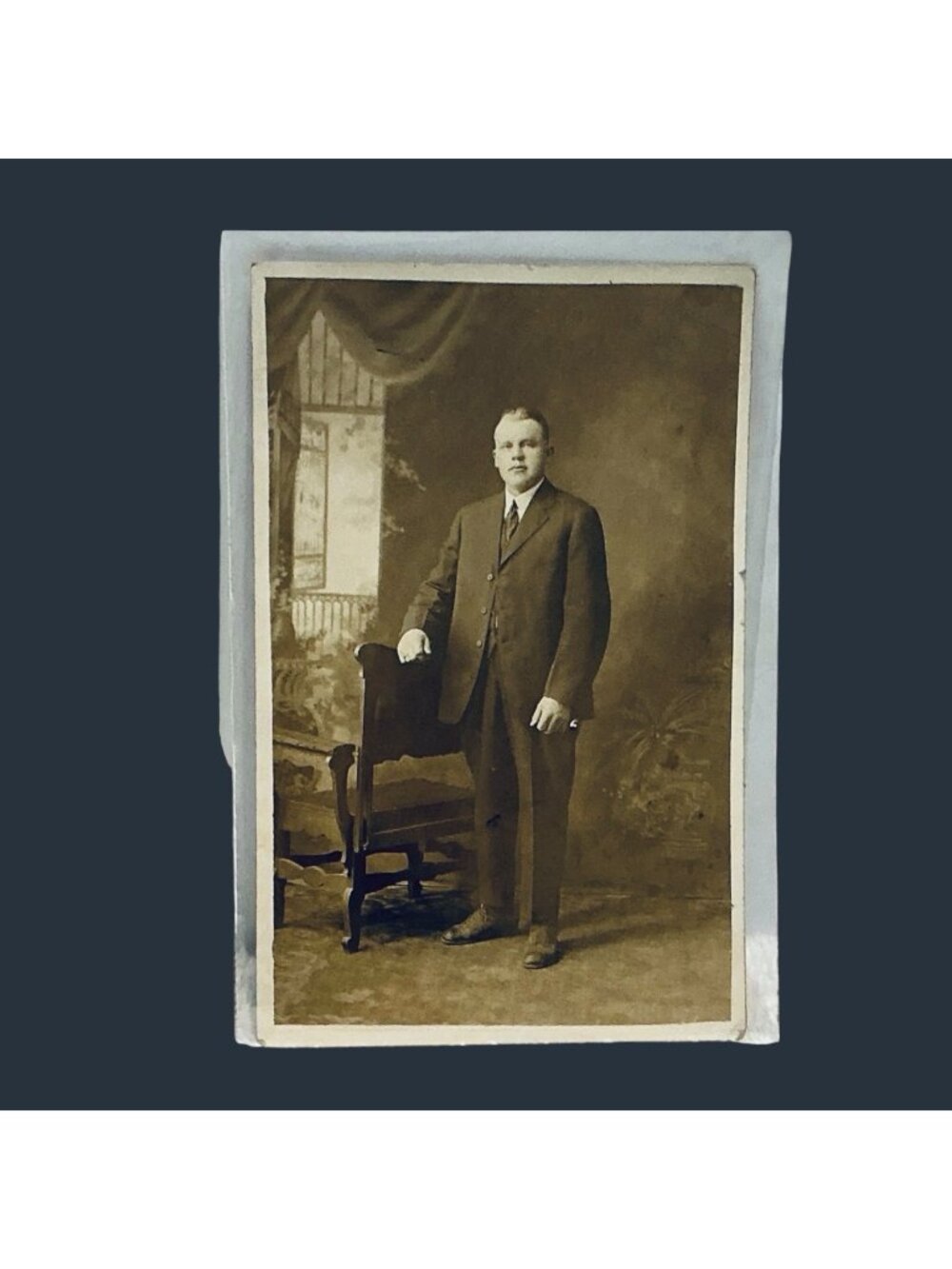 Old Antique Real Photo Postcard of  Distinguished Gentlemen. 5.5 x 3.5